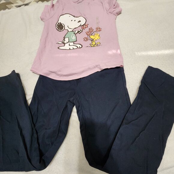 Izod Other - Izod Girls 2pcs Set Blue Pants And Pink Snoopy Top size large (10) .   New